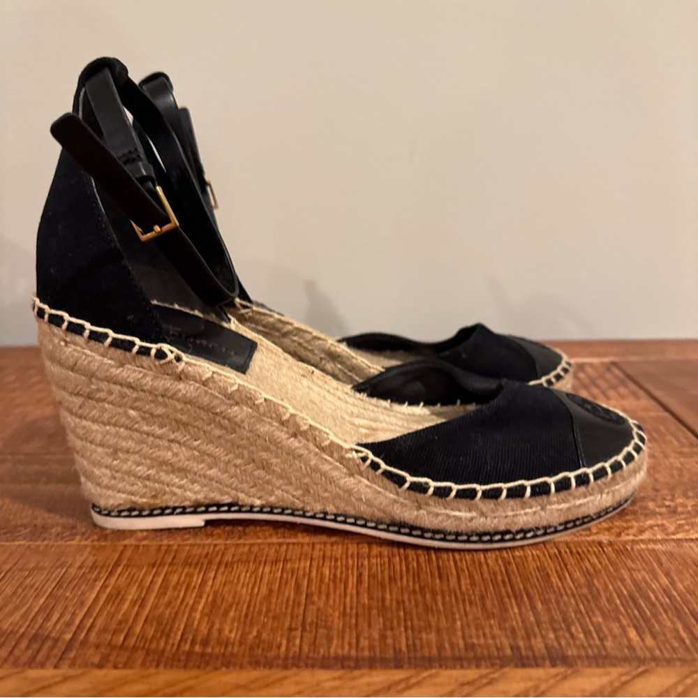 Tory Burch Black Espadrille Wedge Sandals Size 7.5 NWOB - Picture 7 of 8